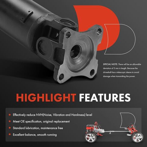 مجموعة عمود الدفع الخلفي A-Premium متوافقة مع Ford F-250 Super Duty/F-350 Super Duty 2011-2016، RWD، بيك اب كابينة ممتد، ناقل حركة أوتوماتيكي، سرير 81.8 بوصة، عمود دعامة كامل in Kuwait