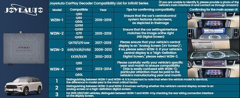 Wireless CarPlay Android Auto Retrofit Decoder for Infiniti QX70 Q70 Low(2017-2019MY) G35 FX35 FX50(2009-2012MY) EX25 EX35(2010-2013), Module Support Mirrorlink, USB Play Rear Camera WZIN-3 in Kuwait
