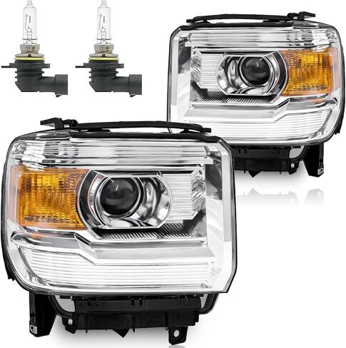 Headlights for 2014-2018 GMC Sierra 1500/2015-2019 GMC Sierra 2500HD 3500HD Headlamp Replacement, High/Low Beam W/Bulbs, Driver & Passenger Side in Saudi Arabia
