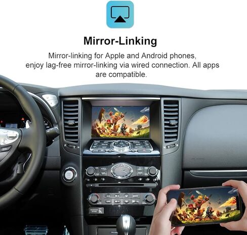 Wireless CarPlay Android Auto Retrofit Decoder for Infiniti QX70 Q70 Low(2017-2019MY) G35 FX35 FX50(2009-2012MY) EX25 EX35(2010-2013), Module Support Mirrorlink, USB Play Rear Camera WZIN-3 in Kuwait