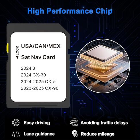 Latest Map Navigation SD Card, Compatible with 2023 2024 3 CX-5 CX-90 Support USA/Canada/Mexico New Maps in Kuwait