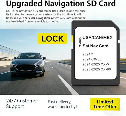 Latest Map Navigation SD Card, Compatible with 2023 2024 3 CX-5 CX-90 Support USA/Canada/Mexico New Maps in Kuwait