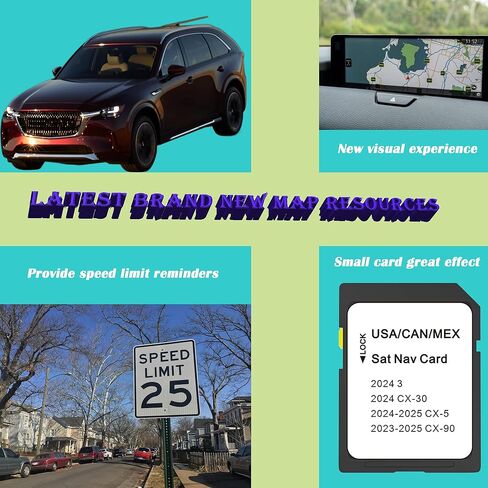 Latest Map Navigation SD Card, Compatible with 2023 2024 3 CX-5 CX-90 Support USA/Canada/Mexico New Maps in Kuwait