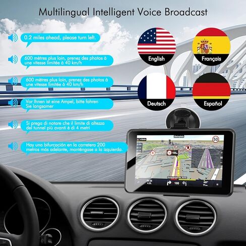 Upgarded 2026 GPS Navigator for Car,Truck RV-7'' HD Touchscreen Navigation System, Latest North/South America Maps,Free Lifetime Update,Speed&Red Light Warning,Turn-by-Turn Voice Guidance,for all cars in Kuwait