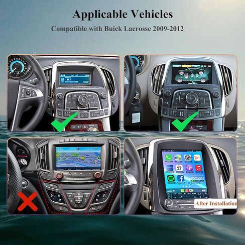 9.7" Android 15 Car Radio Compatible with Buick Lacrosse 2009 2010 2011 2012 Auto AC, Wireless CarPlay/Android Auto, 4G+64G, GPS, BT, Supprt Steering Wheel Control & Backup Camera in Kuwait