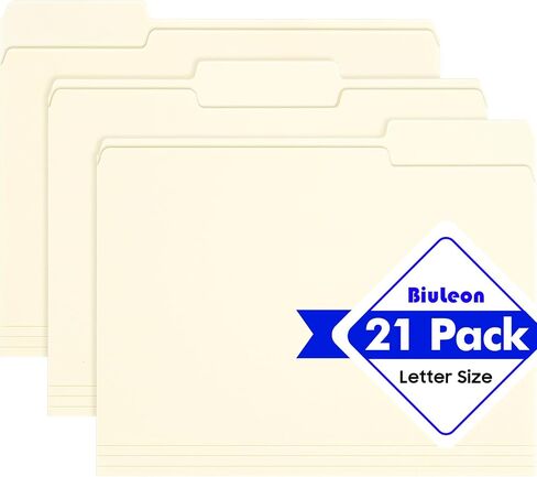 مجلدات الملفات، 21 حزمة مجلدات مانيلا 8.5 × 11، 1/3 علامات تبويب مجلدات مانيلا لسهولة وضع العلامات والتنظيم، مجلدات ملفات ملونة حجم الحروف للوثائق واللوازم المكتبية للفصول المدرسية in Kuwait