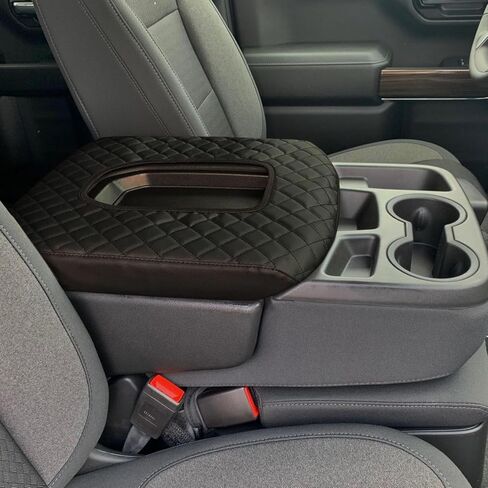 غطاء وحدة التحكم المركزية Zxiaochun متوافق مع ملحقات مقعد القفز 2019-2025 2026 Chevy Silverado/GMC Sierra، غطاء واقي من الجلد لمسند ذراع وحدة التحكم الوسطى (فقط لوحدة تحكم المقعد المنفصل) in Kuwait