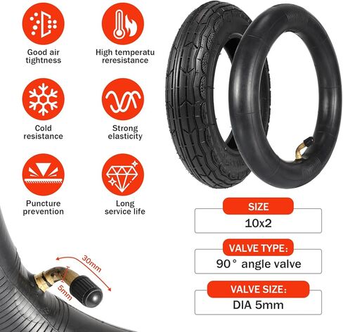 مجموعة الإطارات والأنابيب الداخلية 10x2/54-152، إطار سكوتر 10x2 مع صمام 90 درجة متوافق مع GOTRAX G4 GMAX/ULTRA TOUR XP، بديل للسكوتر الإلكتروني، لوح التزلج، التوازن الذاتي، دراجات الأطفال in Kuwait