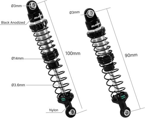 INJORA DRX 90&100mm صدمات زيت الربيع ذات المعدل المزدوج لزاحف TRX4 SCX10 1/10 RC in Kuwait