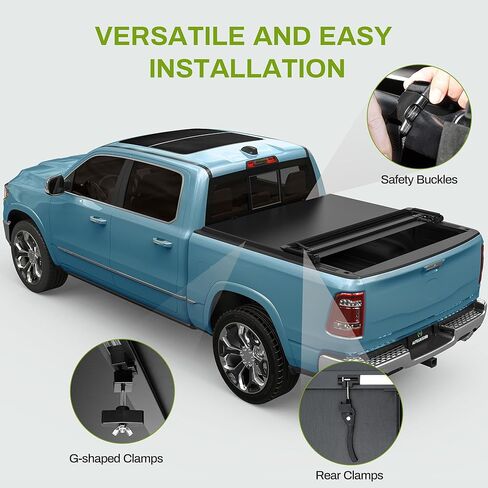 AUTOSAVER88 Soft Quad-fold Truck Bed Tonneau Cover Fit for 2007-2026 Chevy Silverado/GMC Sierra 1500 New Body 5.8 ft Bed in Kuwait