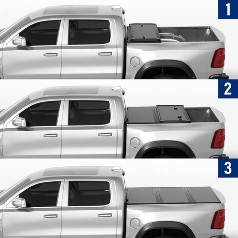 FRP Hard Tri-fold Tonneau Cover Fold Truck Bed Covers Compatible with 2009-2026 Dodge Ram 1500 & 2500 5' 7" Bed Without Ram Box (67.4") in Kuwait