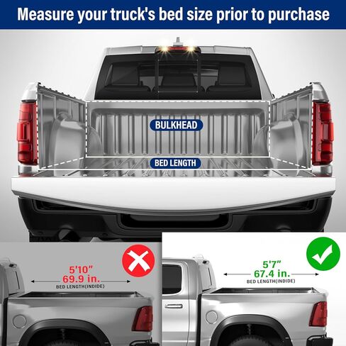 FRP Hard Tri-fold Tonneau Cover Fold Truck Bed Covers Compatible with 2009-2026 Dodge Ram 1500 & 2500 5' 7" Bed Without Ram Box (67.4") in Kuwait
