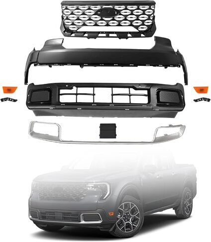 طقم غطاء المصد الأمامي الكامل من MGWILL متوافق مع 2025 2026 Ford Maverick XL XLT Lobo Lariat Tremor 2.0L 2.5L W/Grill Grill وأضواء التحديد الجانبية in Kuwait