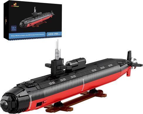 JMBricklayer Nuclear Submarine Building Set for Adults, 1:125 Los Angeles Class SSN Military Submarine Model Kit, Collectible Display Piece with Display Stand, Gift for Men Adult(2750 PCS) in Kuwait