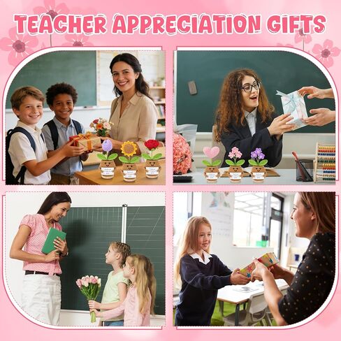 6PCS Teacher Appreciation Gifts for Women, Teachers Gifts Bulk, Positive Crochet Flowers, End of Year Teacher Present from Student, Emotional Support Crochet Set in Kuwait