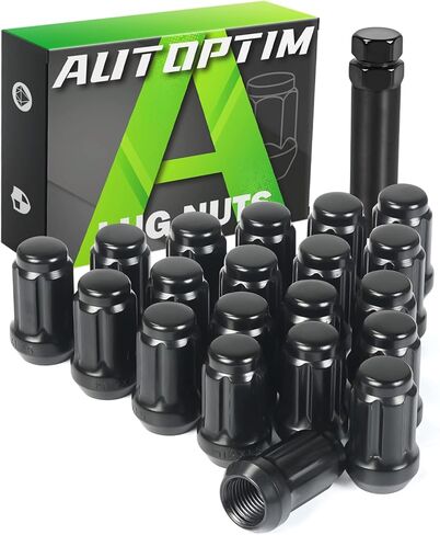 AUTOPTIM M12x1.5 Spline Lug Nuts - Replacement for Honda Accord CRV Civic Pilot Chevy Impala Malibu Acura Aftermarket Wheel, Black 20pc 6 Point Closed End Short Nuts with 1 Socket Key in Kuwait