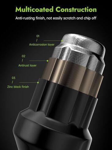 AUTOPTIM M12x1.5 Spline Lug Nuts - Replacement for Honda Accord CRV Civic Pilot Chevy Impala Malibu Acura Aftermarket Wheel, Black 20pc 6 Point Closed End Short Nuts with 1 Socket Key in Kuwait