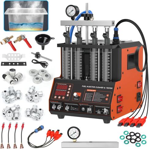 Fuel Injector Cleaner Tester Kit 2000ML 28KHz Ultrasonic & Heated Injector Cleaner Machine 9 Test Mode Injector Tester 4-Cylinder Fuel System Injection Cleaning Tool for 5V/12V Motorcycle Car Injector in Kuwait