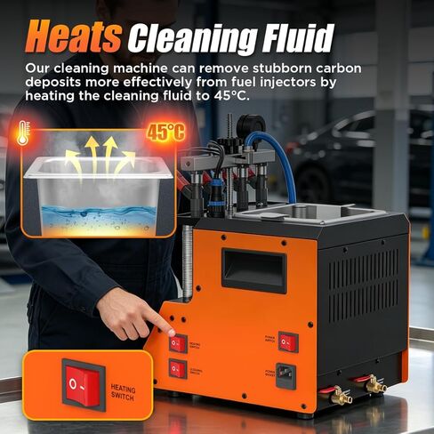 Fuel Injector Cleaner Tester Kit 2000ML 28KHz Ultrasonic & Heated Injector Cleaner Machine 9 Test Mode Injector Tester 4-Cylinder Fuel System Injection Cleaning Tool for 5V/12V Motorcycle Car Injector in Kuwait