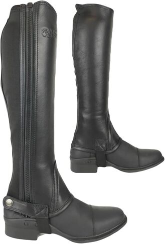 AK Unisex Leather Horse Riding Half Chaps – Soft Genuine Leather Equestrian Half Chaps with Side Zip Easy On & Off in Saudi Arabia