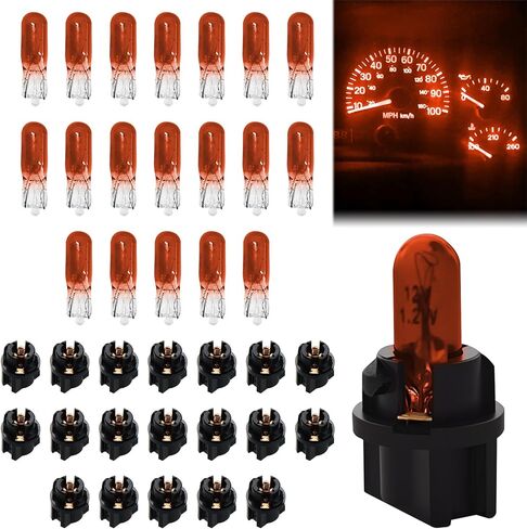 20PCS T5 17 57 79 86 Halogen Instrument Cluster Bulb Kits, 12V Car Dashboard Bulb with T5 Sockets, Lighting Replacement Accessories for Interior Speedometer, Tachometer, Dashboard (Purple) in Kuwait