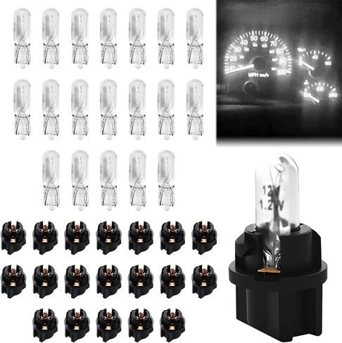 20PCS T5 17 57 79 86 Halogen Instrument Cluster Bulb Kits, 12V Car Dashboard Bulb with T5 Sockets, Lighting Replacement Accessories for Interior Speedometer, Tachometer, Dashboard (Purple) in Kuwait