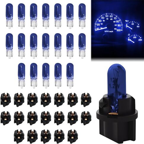 20PCS T5 17 57 79 86 Halogen Instrument Cluster Bulb Kits, 12V Car Dashboard Bulb with T5 Sockets, Lighting Replacement Accessories for Interior Speedometer, Tachometer, Dashboard (Purple) in Kuwait