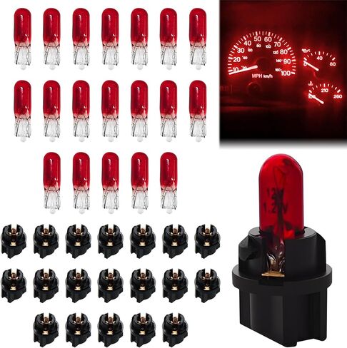 20PCS T5 17 57 79 86 Halogen Instrument Cluster Bulb Kits, 12V Car Dashboard Bulb with T5 Sockets, Lighting Replacement Accessories for Interior Speedometer, Tachometer, Dashboard (Purple) in Kuwait