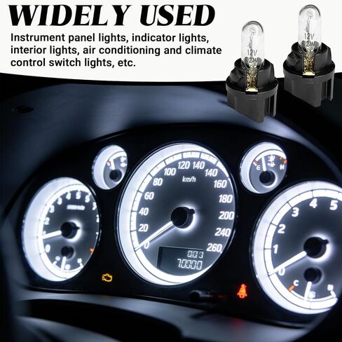 20PCS T5 Halogen Instrument Cluster Bulb Kit, 12V Dash Light for Car Interior, T5 17 57 86 Dash Light Bulbs, Automotive Gauge Cluster Panel Bulb, Universal Lighting Accessories (White) in Kuwait