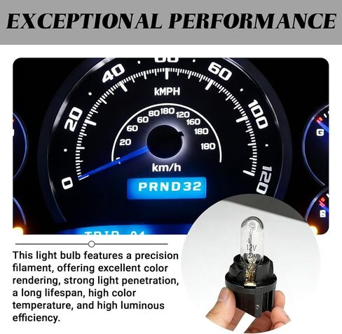 20PCS T5 Halogen Instrument Cluster Bulb Kit, 12V Dash Light for Car Interior, T5 17 57 86 Dash Light Bulbs, Automotive Gauge Cluster Panel Bulb, Universal Lighting Accessories (White) in Kuwait