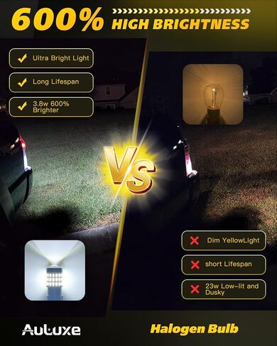 1156 مصباح LED - 57 قطعة من رقائق LED مع عدسة بروجيكتور عالية الدقة، أكثر سطوعًا بنسبة 600%، أبيض 6500 كلفن - للنسخ الاحتياطي لفرامل الذيل العكسي DRL لأضواء وقوف السيارات، تناسب 7506 BA15S P21W، حزمة من 2 in Kuwait