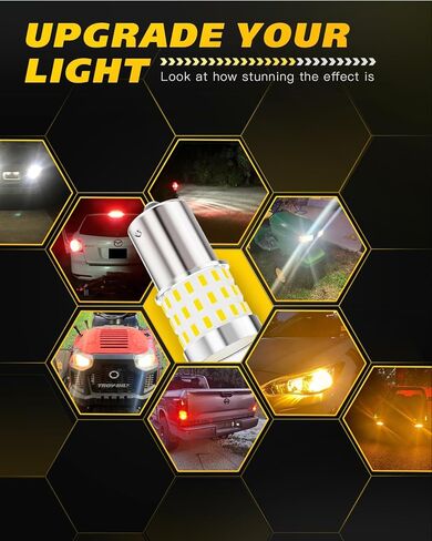 1156 مصباح LED - 57 قطعة من رقائق LED مع عدسة بروجيكتور عالية الدقة، أكثر سطوعًا بنسبة 600%، أبيض 6500 كلفن - للنسخ الاحتياطي لفرامل الذيل العكسي DRL لأضواء وقوف السيارات، تناسب 7506 BA15S P21W، حزمة من 2 in Kuwait