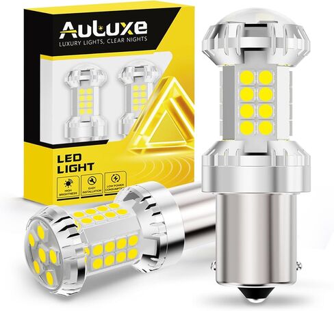 1156 مصباح LED - 38 قطعة من رقائق LED مع عدسة بروجيكتور عالية الدقة، أكثر سطوعًا بنسبة 800%، أبيض 6500 كلفن - للنسخ الاحتياطي لفرامل الذيل العكسي DRL لأضواء وقوف السيارات، تناسب 7506 BA15S P21W، حزمة من 2 in Kuwait