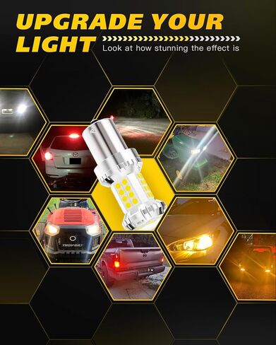 1156 مصباح LED - 38 قطعة من رقائق LED مع عدسة بروجيكتور عالية الدقة، أكثر سطوعًا بنسبة 800%، أبيض 6500 كلفن - للنسخ الاحتياطي لفرامل الذيل العكسي DRL لأضواء وقوف السيارات، تناسب 7506 BA15S P21W، حزمة من 2 in Kuwait