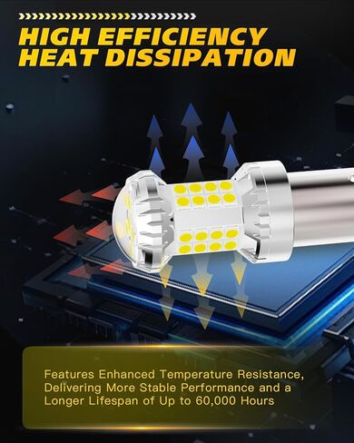 1156 مصباح LED - 38 قطعة من رقائق LED مع عدسة بروجيكتور عالية الدقة، أكثر سطوعًا بنسبة 800%، أبيض 6500 كلفن - للنسخ الاحتياطي لفرامل الذيل العكسي DRL لأضواء وقوف السيارات، تناسب 7506 BA15S P21W، حزمة من 2 in Kuwait