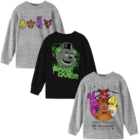 Five Nights at Freddy's I Survived Boy's 3-Pack Crew Neck Long Sleeve Tees in Saudi Arabia