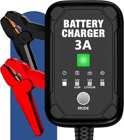 1.5A 6V/12V Car Battery Charger – Automatic Trickle Charger, Battery Maintainer & Desulfator with Overcharge Protection & Temperature Compensation – For Lead Acid, AGM, Gel, Lithium(LiFePO4) Batteries in Saudi Arabia