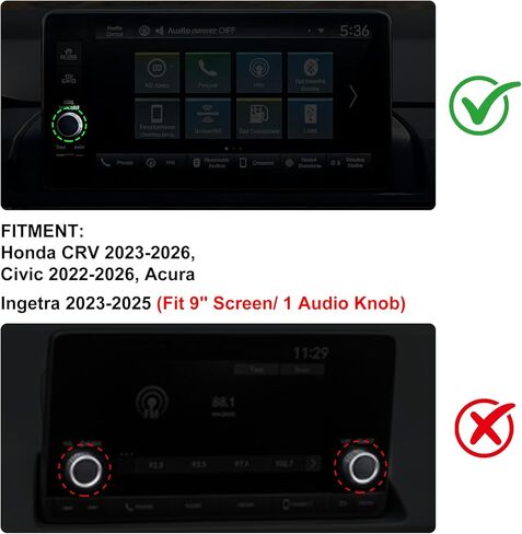 إكسسوارات داخلية رياضية حمراء لسيارة Honda Civic 2022-2026، CRV 2023-2026، Acura Integra 2023-2025 (شاشة 9 بوصة)، طقم غطاء مقبض من سبائك الألومنيوم مكون من 11 قطعة للتيار المتردد، وفتحة تهوية، وإضاءة المخاطر وبدء التشغيل in Kuwait