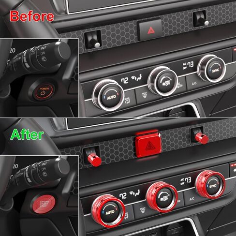 إكسسوارات داخلية رياضية حمراء لسيارة Honda Civic 2022-2026، CRV 2023-2026، Acura Integra 2023-2025 (شاشة 9 بوصة)، طقم غطاء مقبض من سبائك الألومنيوم مكون من 11 قطعة للتيار المتردد، وفتحة تهوية، وإضاءة المخاطر وبدء التشغيل in Kuwait