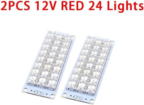 2 قطعة لوحة إضاءة LED حمراء 12 فولت، 24 قطعة مصابيح LED لسمكة البيرانا، 2 وات، 79 × 28 × 10 مم، لإضاءة المركبات والبحرية in Kuwait