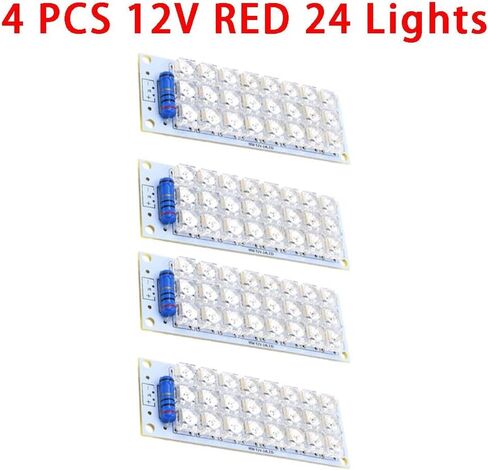 4 قطع 12 فولت أحمر 24-LED لوحات إضاءة سمكة البيرانا، 79 × 28 × 10 مم، 2 وات، مدخل 10-14 فولت، للمركبات وإضاءة الطوارئ in Kuwait