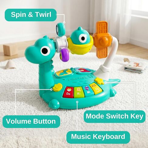 iPlay، iLearn Baby Dinosaur Musical Piano Toy، لعبة موسيقى وقت البطن للرضع مع صوت خفيف، نشاط تعلم التطور الحسي للأطفال الصغار، هدية عيد ميلاد 6 7 8 9 10 12 شهر 1 2 3 سنوات صبي فتاة طفل in Kuwait