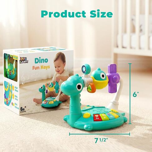 iPlay، iLearn Baby Dinosaur Musical Piano Toy، لعبة موسيقى وقت البطن للرضع مع صوت خفيف، نشاط تعلم التطور الحسي للأطفال الصغار، هدية عيد ميلاد 6 7 8 9 10 12 شهر 1 2 3 سنوات صبي فتاة طفل in Kuwait