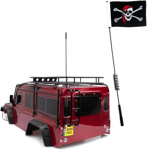 هوائي RC 1/8-1/10 مع علم القراصنة قطع غيار السيارات RC لتزيين 1:8-1:10 RC الزاحف المحوري SCX10 90046 TRX-4 TRX4 D90 D110 Tamiya CC01 (قطعتان 290 مم/11.4 بوصة) in Kuwait