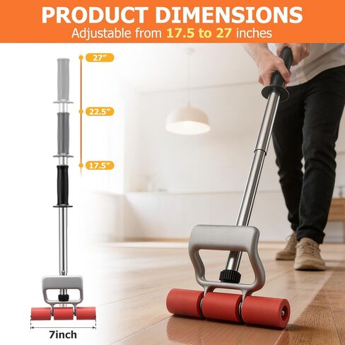 Rubber Roller 17-27 Inch Adjustable j Roller Pressure Tool Heavy Duty Floor Roller Save Effort Laminate Roller No Installation Required Vinyl Roller Tool Remove Air Seam Roller for Laminate,Wallpaper in Kuwait
