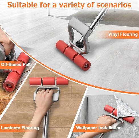 Rubber Roller 17-27 Inch Adjustable j Roller Pressure Tool Heavy Duty Floor Roller Save Effort Laminate Roller No Installation Required Vinyl Roller Tool Remove Air Seam Roller for Laminate,Wallpaper in Kuwait