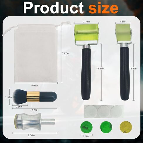 1-inch and 2-inch soundproofing seam rollers, smoothing tools, and dusting brushes, plus a 1-inch rotating tool designed for enhancing dimensional effects when applying silver leaf and gold leaf. in Kuwait