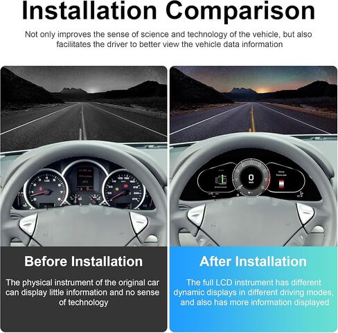 12.3" Digital Cluster for Porsche Cayenne 2005-2009, Car Gauge Wireless Carplay Dash with UI Styles, Aftermarket Automotive Dashboard Replacement Plug Play Panel in Kuwait