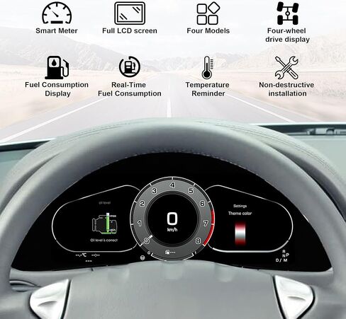 12.3" Digital Cluster for Porsche Cayenne 2005-2009, Car Gauge Wireless Carplay Dash with UI Styles, Aftermarket Automotive Dashboard Replacement Plug Play Panel in Kuwait