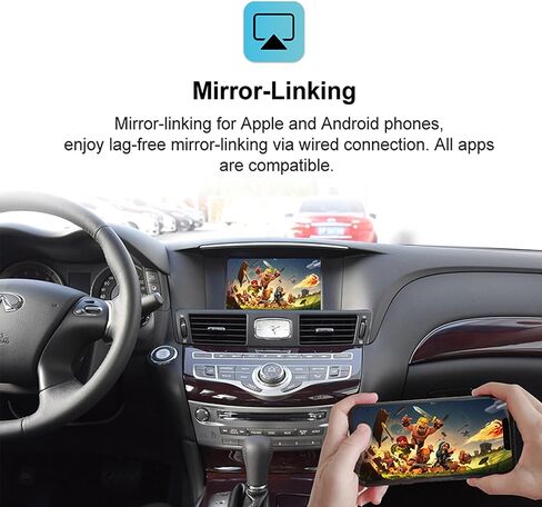 مجموعة التحديثية التلقائية CarPlay Android Auto لـ Infiniti QX60 Q70 QX80 2015-2019، صندوق Carplay اللاسلكي يدعم وصلة المرآة، وظائف تشغيل USB للكاميرا العكسية WZIN-2 in Kuwait